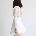 Long-sleeve Open Back A-line Chiffon Dress