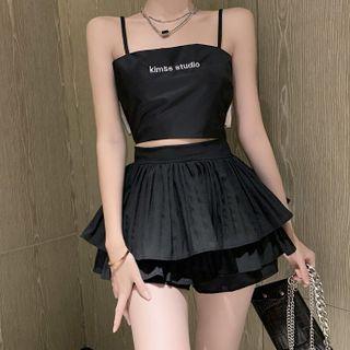 Lettering Crop Camisole Top / Skort