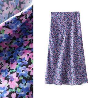 High Waist Floral Print Maxi Skirt