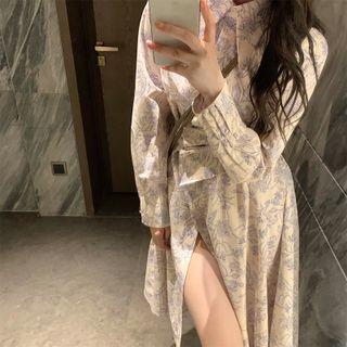 Print Asymmetrical Midi Shirt Dress