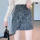Leopard Print Irregular Mini A-line Skirt