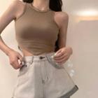 Asymmetrical Crop Tank Top / Denim Shorts