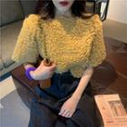 Short-sleeve Furry Top Yellow - One Size