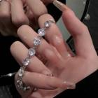 Rhinestone Alloy Bracelet 1pc - Silver & Transparent - One Size