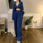 Halter Bralette / Hooded Zip Jacket / Wide Leg Pants