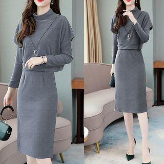 Set: Knit Top + Long-sleeve Dress