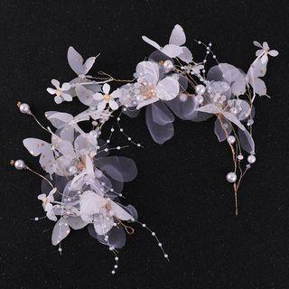 Wedding Mesh Flower Headband White - One Size