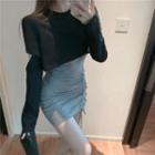 Long-sleeve T-shirt / Sleeveless Mini Sheath Dress