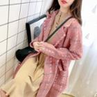 Pattern Double Breasted Long Knit Coat