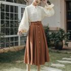 Lace Blouse / Midi A-line Skirt / Set