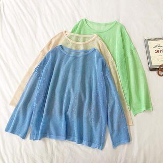 Sheer Plain Long-sleeve T-shirt