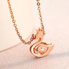 18k Gold Swan Pendant Necklace