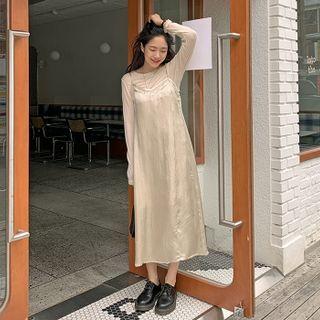 Spaghetti-strap Silky Long Dress