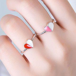 925 Sterling Silver Color Panel Heart Ring