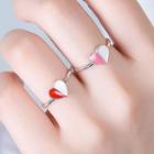 925 Sterling Silver Color Panel Heart Ring