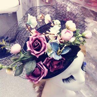 Corsage Hat With Veil Headpiece