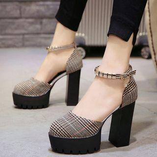 Check Chunky-heel Sandals