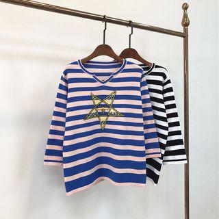 Star Embroidered Stripe Sweater