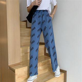 Letter Printed Wide-leg Pants