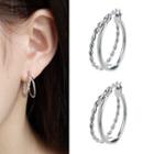 Alloy Layered Hoop Earring 1 Pair - Silver - One Size