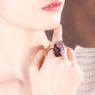 Rose Gemstone Open Ring Purple - One Size