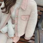 Set: Houndstooth Panel Fleece Jacket + Mini A-line Skirt