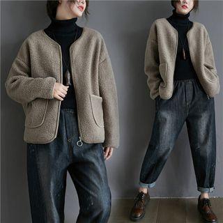 Pocket Detail Jacket Light Gray - One Size