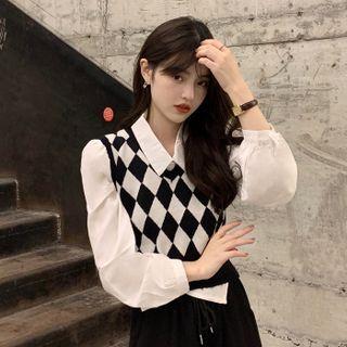 Plaid Shirt / Argyle Sweater Vest