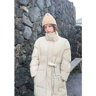 High-neck Belted Padding Coat