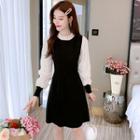 Long-sleeve Wood Ear Trim Knit Dress