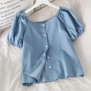 Plain Short-sleeve Top As Figure - One Size