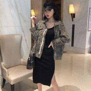 Leopard Zip Jacket / Sleeveless Sheath Dress