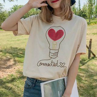 Light-bulb Embroidered Short Sleeve T-shirt