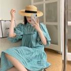 Puff-sleeve Striped Loose-fit Dress As Figure - One Size