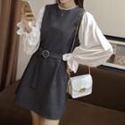 Balloon Sleeve Panel A-line Dress