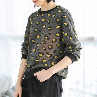 Leopard Print Pullover Dotted - Yellow - One Size