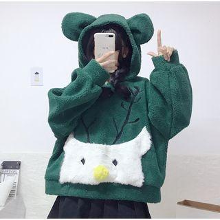 Embroidered Hoodie Green - One Size