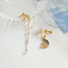 Non-matching Alloy Moon Faux Crystal Dangle Earring