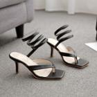 Faux Leather Wrap Around High-heel Sandals