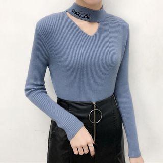 Mock Neck Cut Out Knit Top
