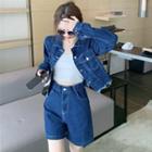 Set: Lightweight Denim Jacket + Straight-cut Denim Short