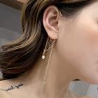Faux Pearl Cross Drop Earring 1 Pc - Gold & White - One Size