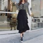 Band-waist Tier-ruffled Midi Skirt