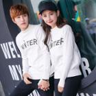 Couple Matching Mock-neck Lettering Sweater
