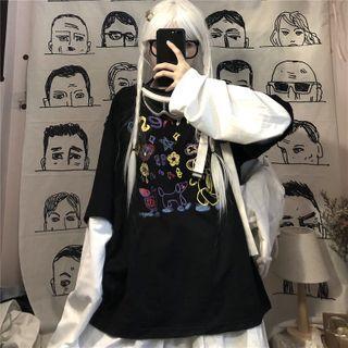 Mock Two Pieces Printed T-shirt