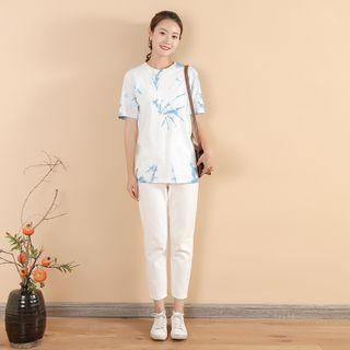 Indigo Dyed Short-sleeve T-shirt