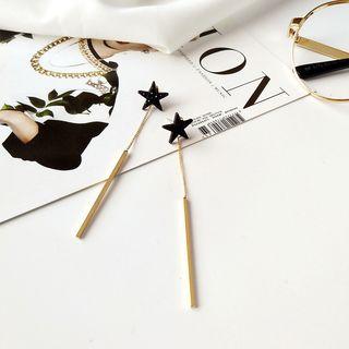 Rhinestone Star Bar Dangle Earring 1 Pair - As Shown In Figure - One Size