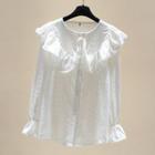 Bell-sleeve Embroidered Blouse White - One Size