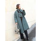 Wool Blend Stitched Coat With Scarf