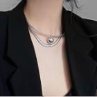 Bead Pendant Layered Stainless Steel Choker Silver - One Size